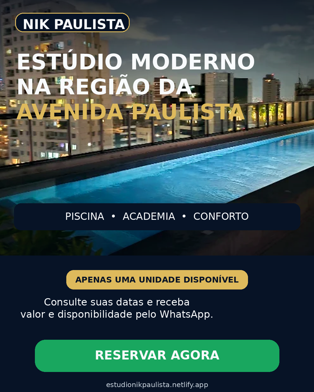 Arte de divulgação do Nik Paulista com chamada para reserva